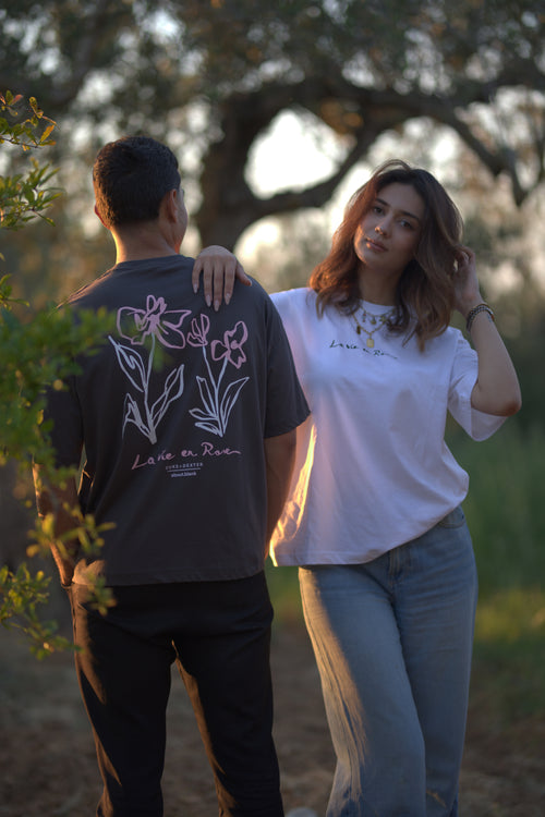 Oversized Printed T-shirt " La vie en rose"