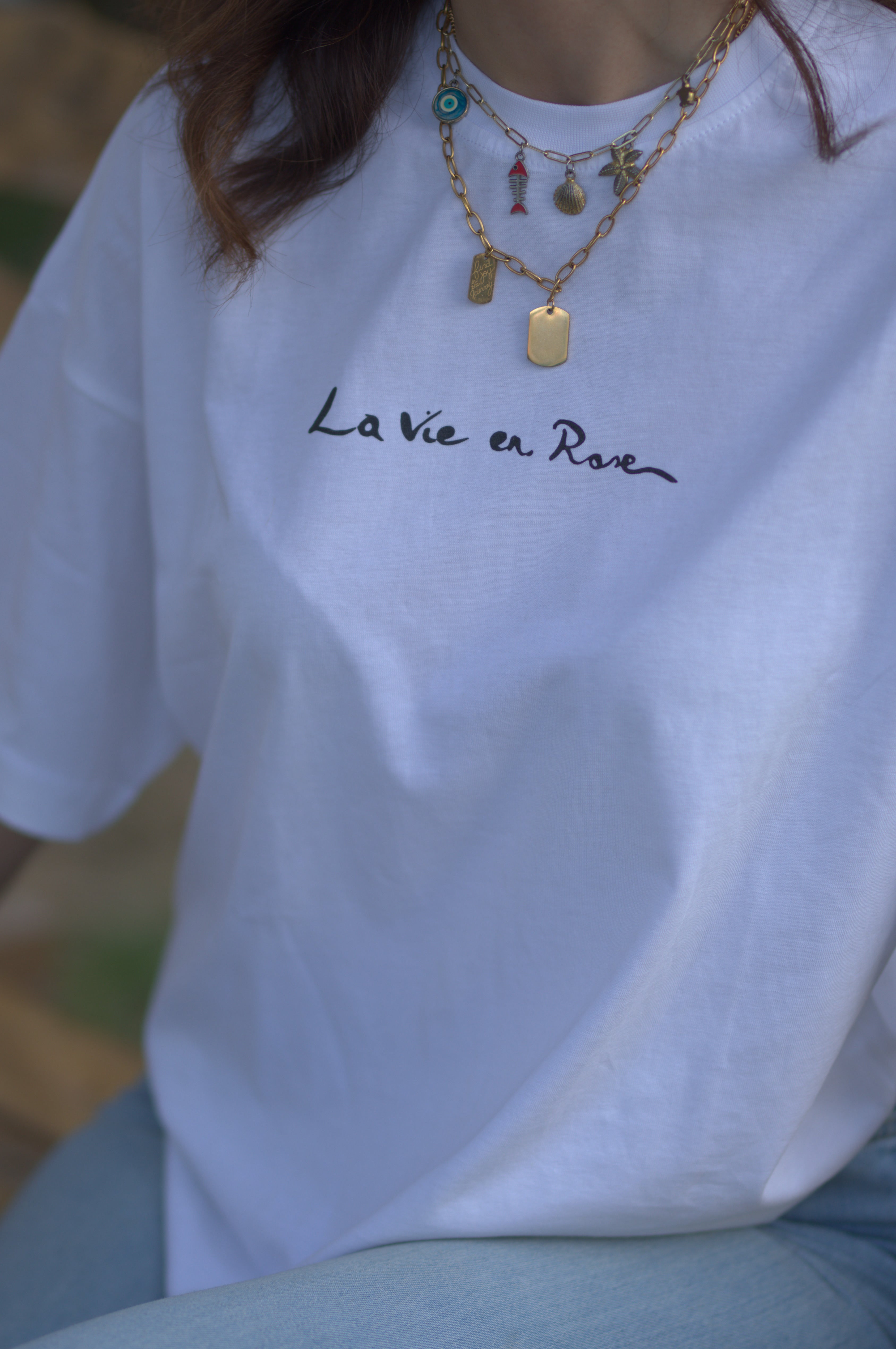 Oversized Printed T-shirt " La vie en rose"