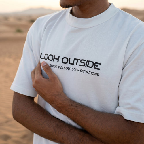 Shredded Oversized Tee "LOOK OUTSIDE"