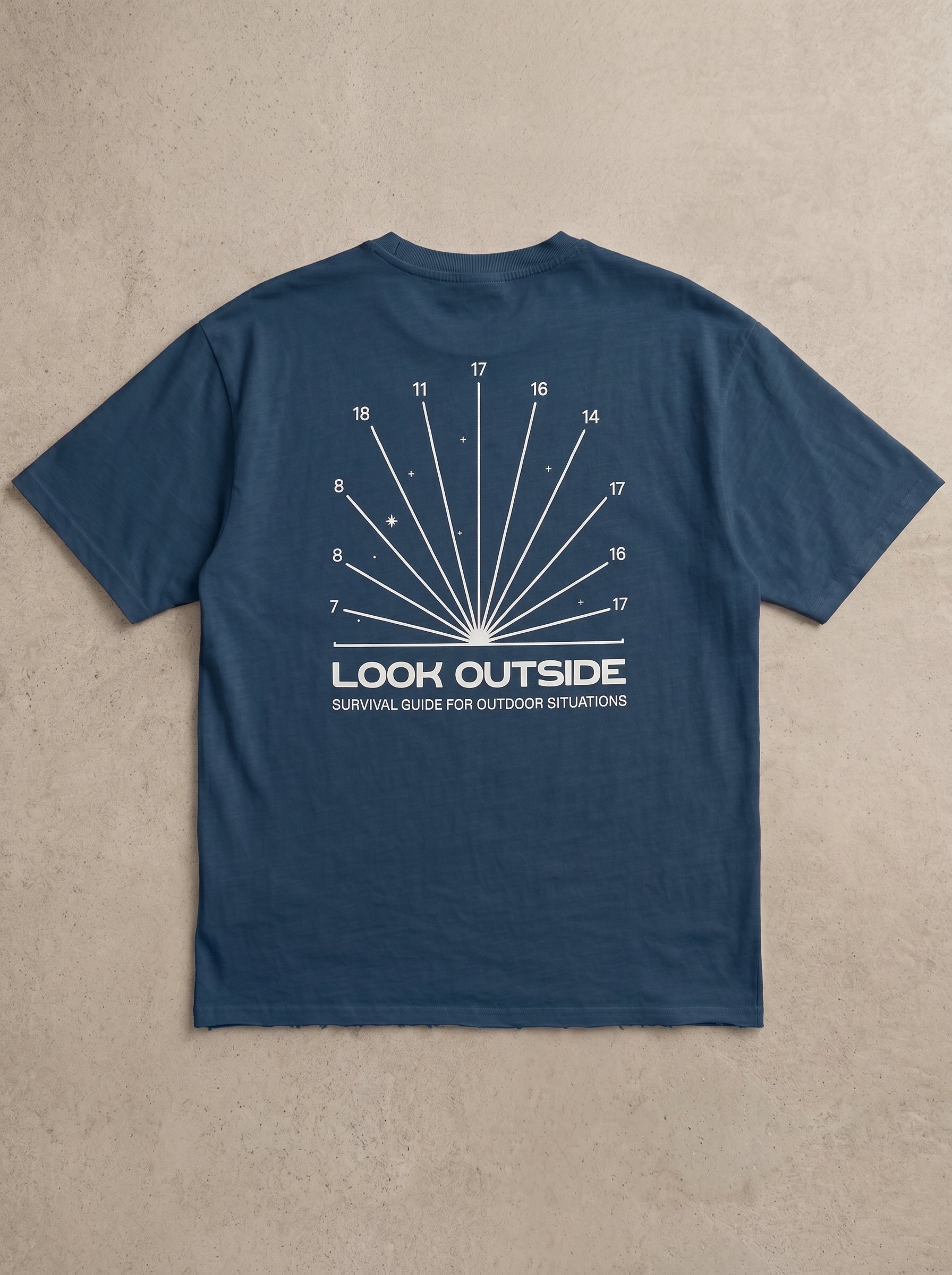 Shredded Oversized Tee "LOOK OUTSIDE"