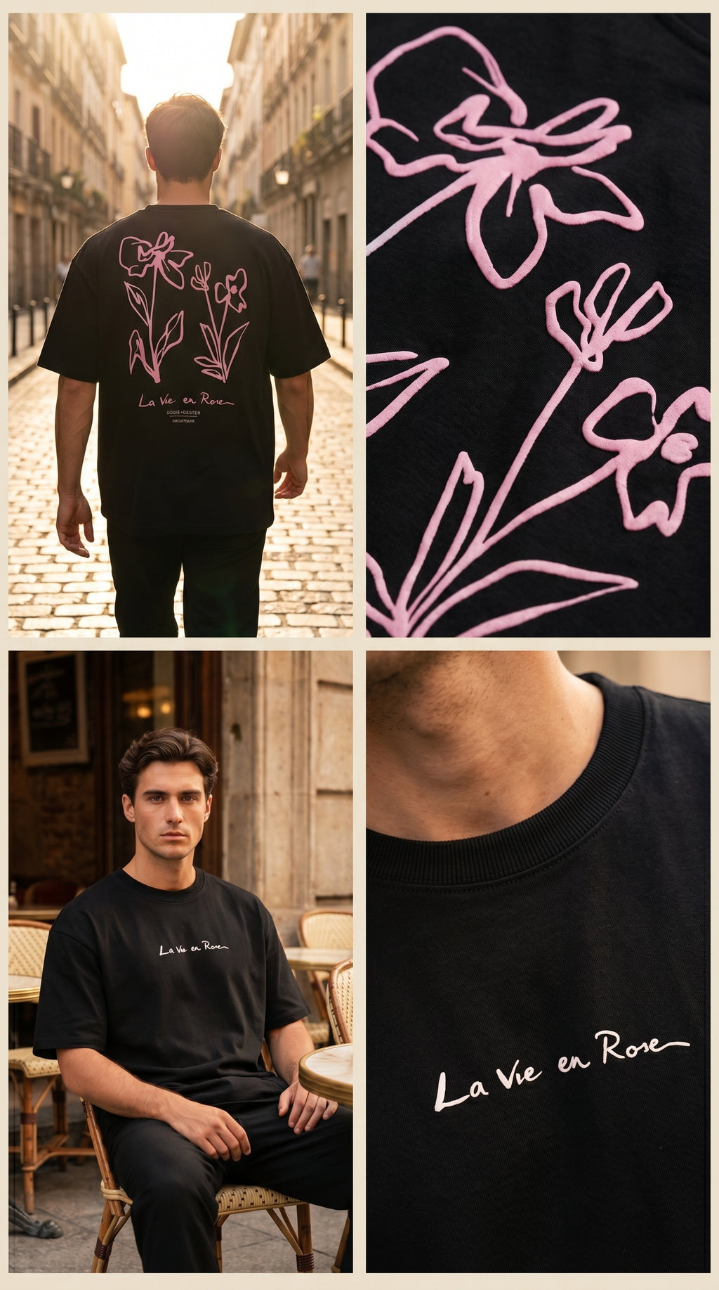 Oversized Printed T-shirt " La vie en rose"