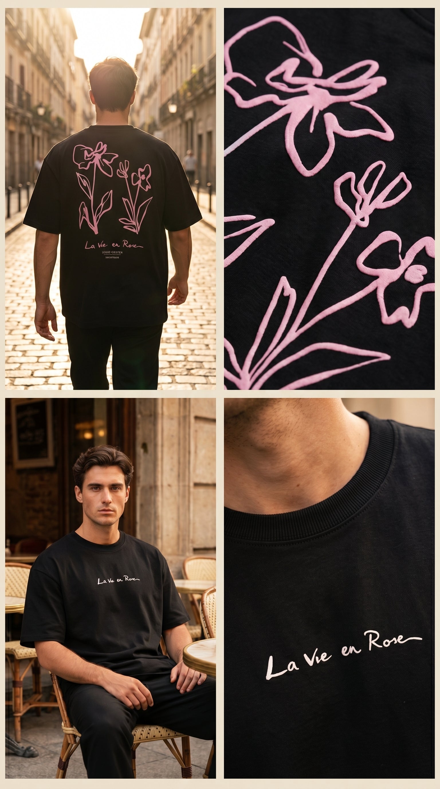 Oversized Printed T-shirt " La vie en rose"